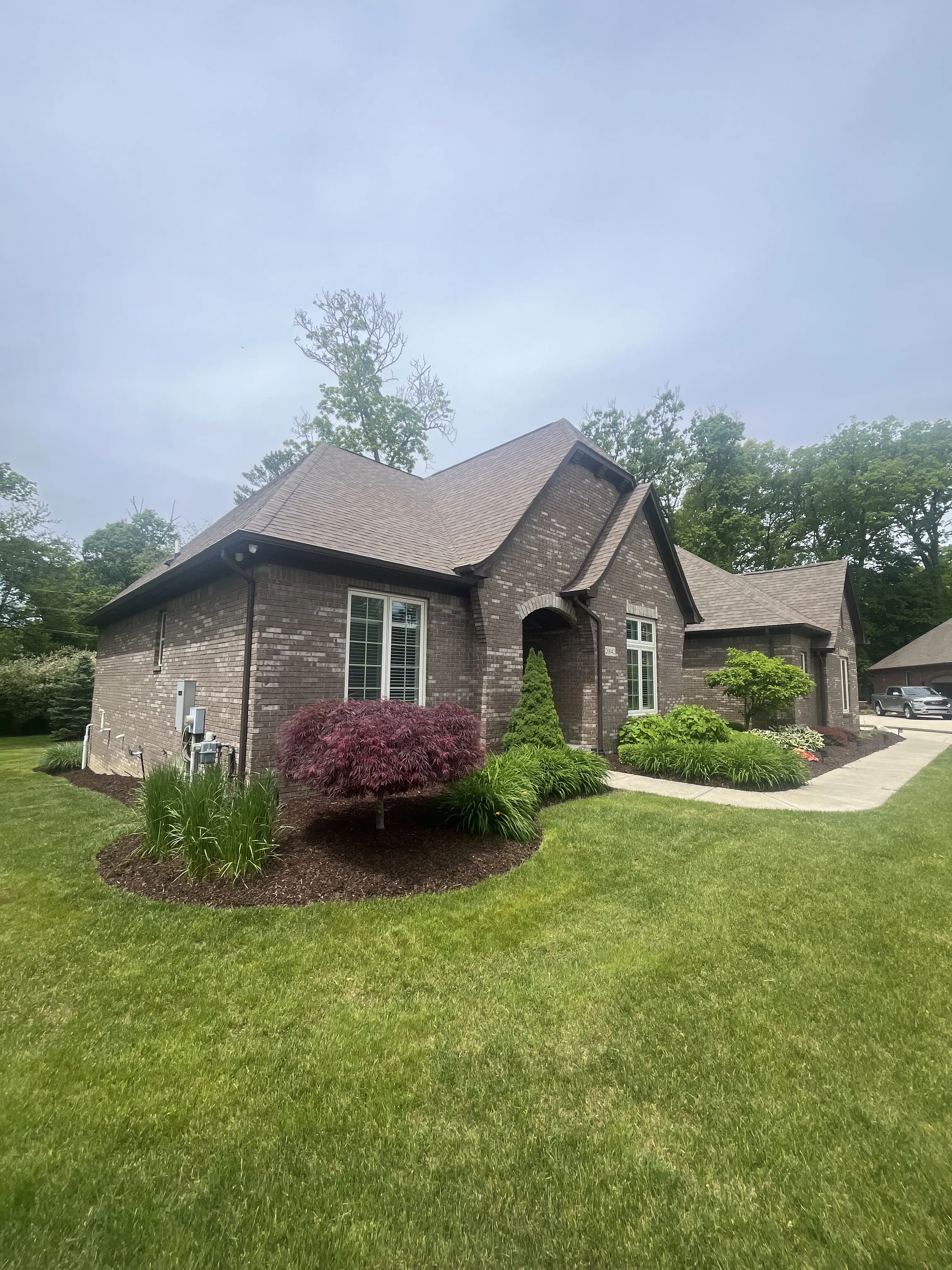 side yard lawn maintenance